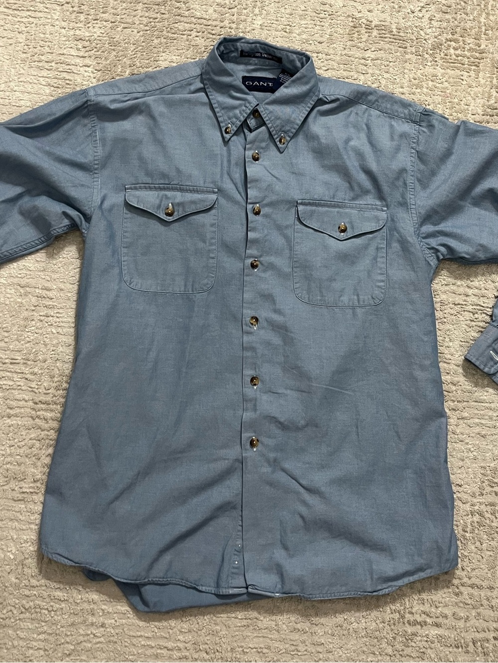 Vintage Gant Hampton Gabardine Indigo Button Down Shirt